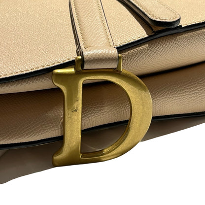 Used Dior Saddle Shoulder Bag Beige GHW