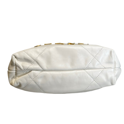 Used CHANEL Calfskin 22 Bag Mini Chain shoulder bag White GHW
