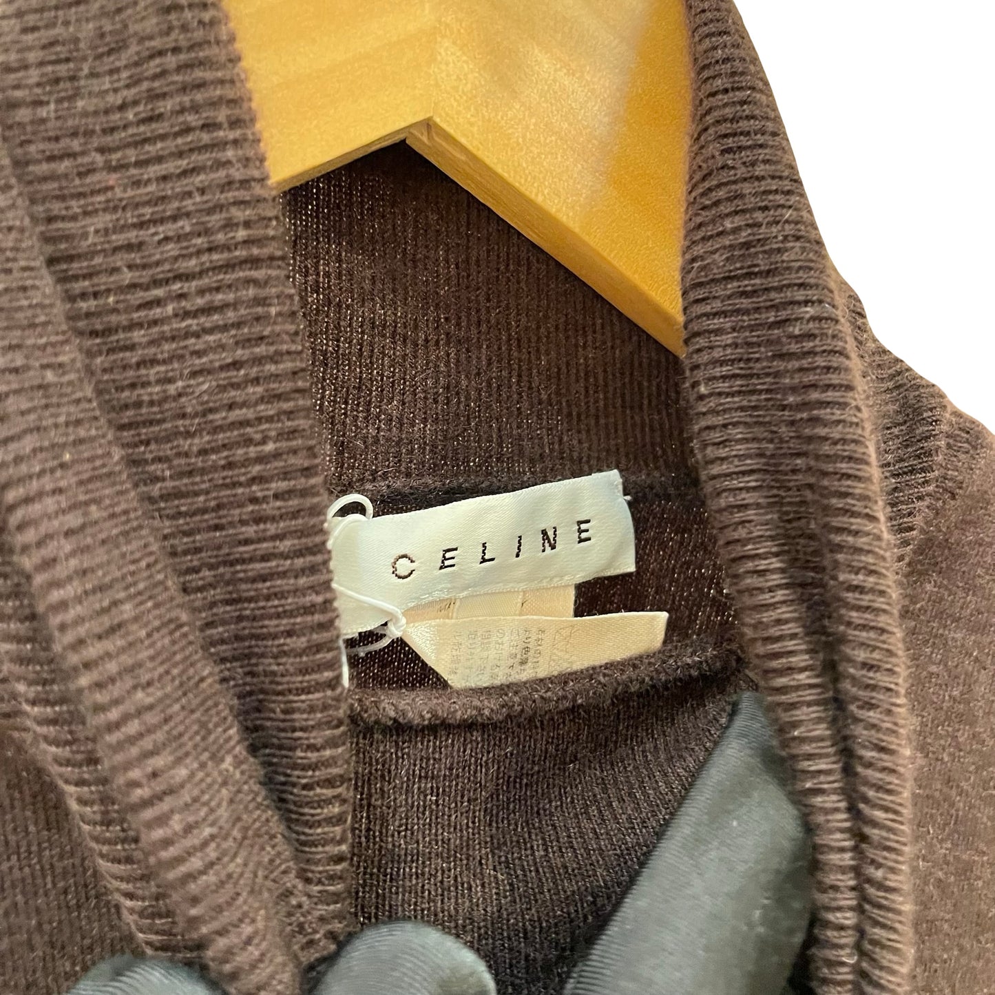Used CÉLINE Cashmere Nylon Turtleneck Sweater Clothes Beige Brown