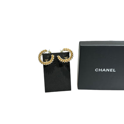 Used Chanel Pearl Earrings Earrings White GHW