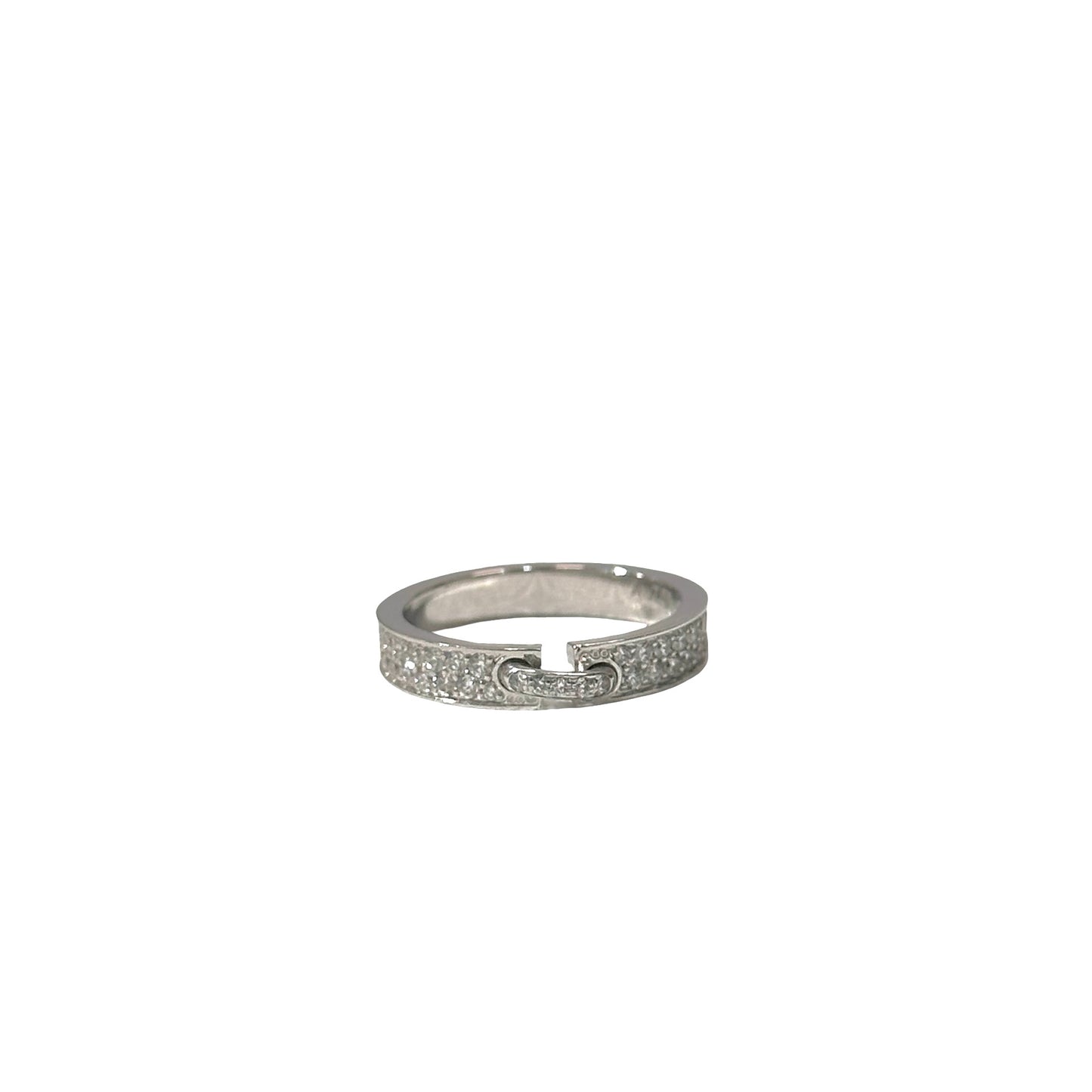 Used CHAUMET White Gold Ring Liens Evidence Pared XS RHODIGM Diamond Ring Silver