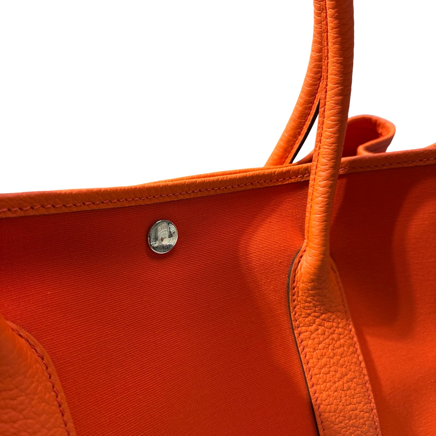 Used HERMÈS Canvas Garden Party 36 Tote Bag Orange (93) PHW