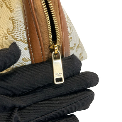 Used CELINE Canvas Cross body bag Brown White GHW