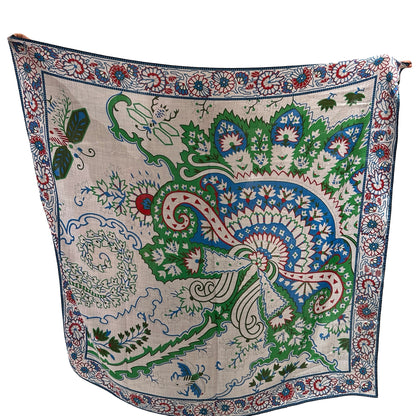 Used HERMES Floral Paisley Paisley from Paisley Scarf White Blue Green Red