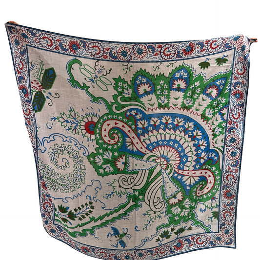 Used HERMES Floral Paisley Paisley from Paisley Scarf White Blue Green Red