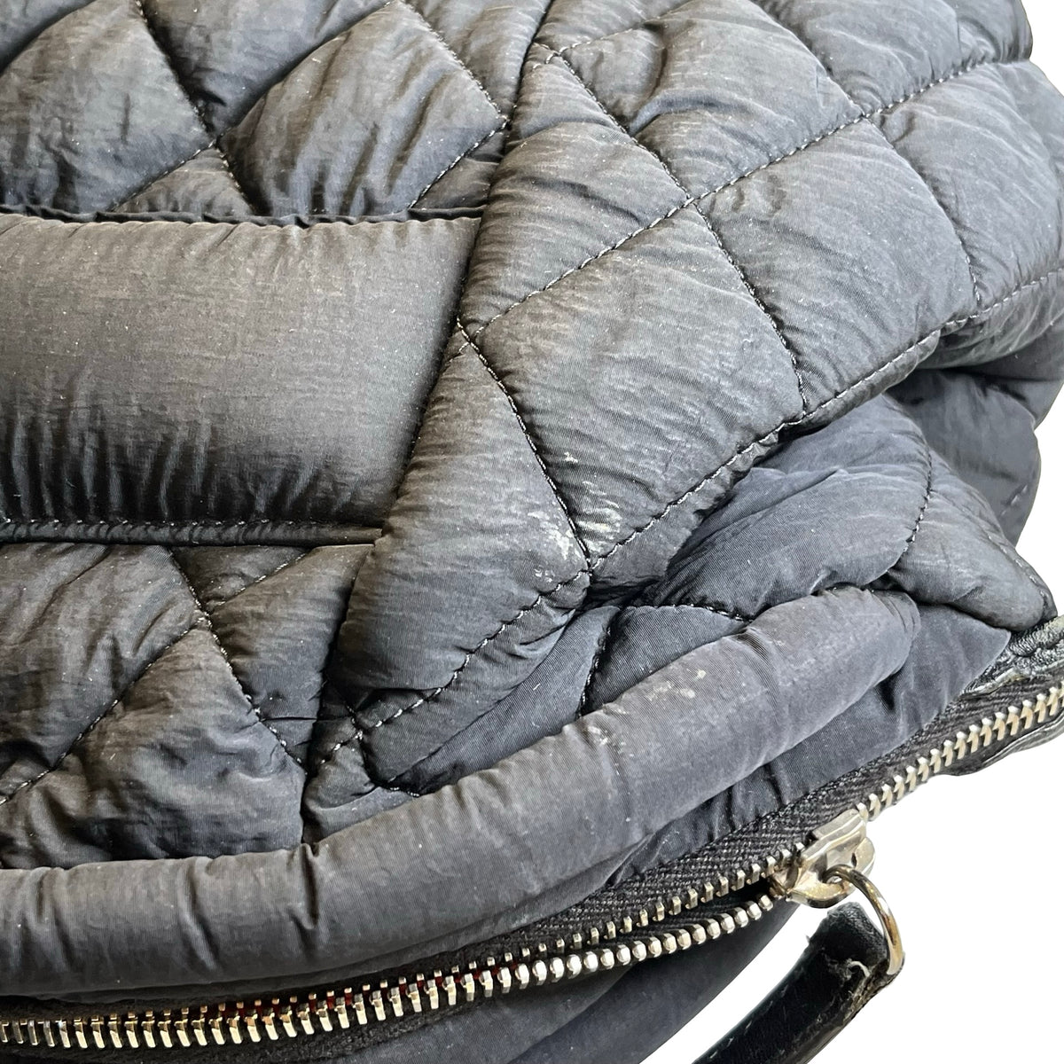 Used CHANEL Quilted Nylon Coco Cocoon Travel Bag Black PHW