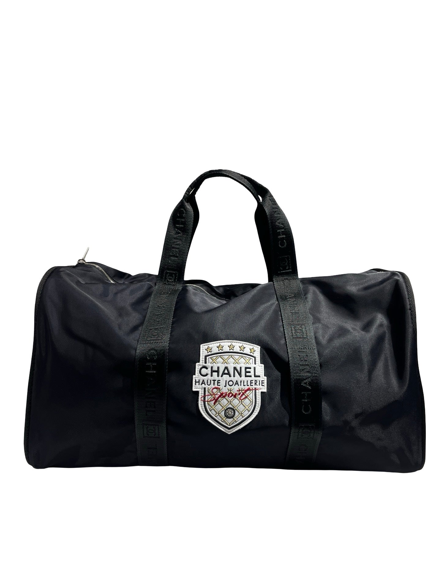 Used CHANEL Nylon Tote Bag Holdall Navy Blue Black PHW