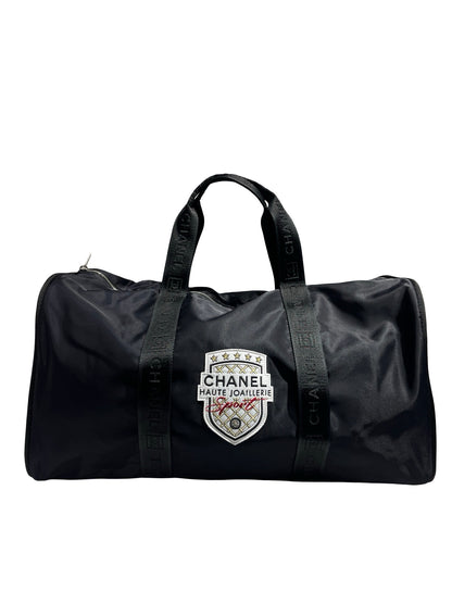 Used CHANEL Nylon Tote Bag Holdall Navy Blue Black PHW