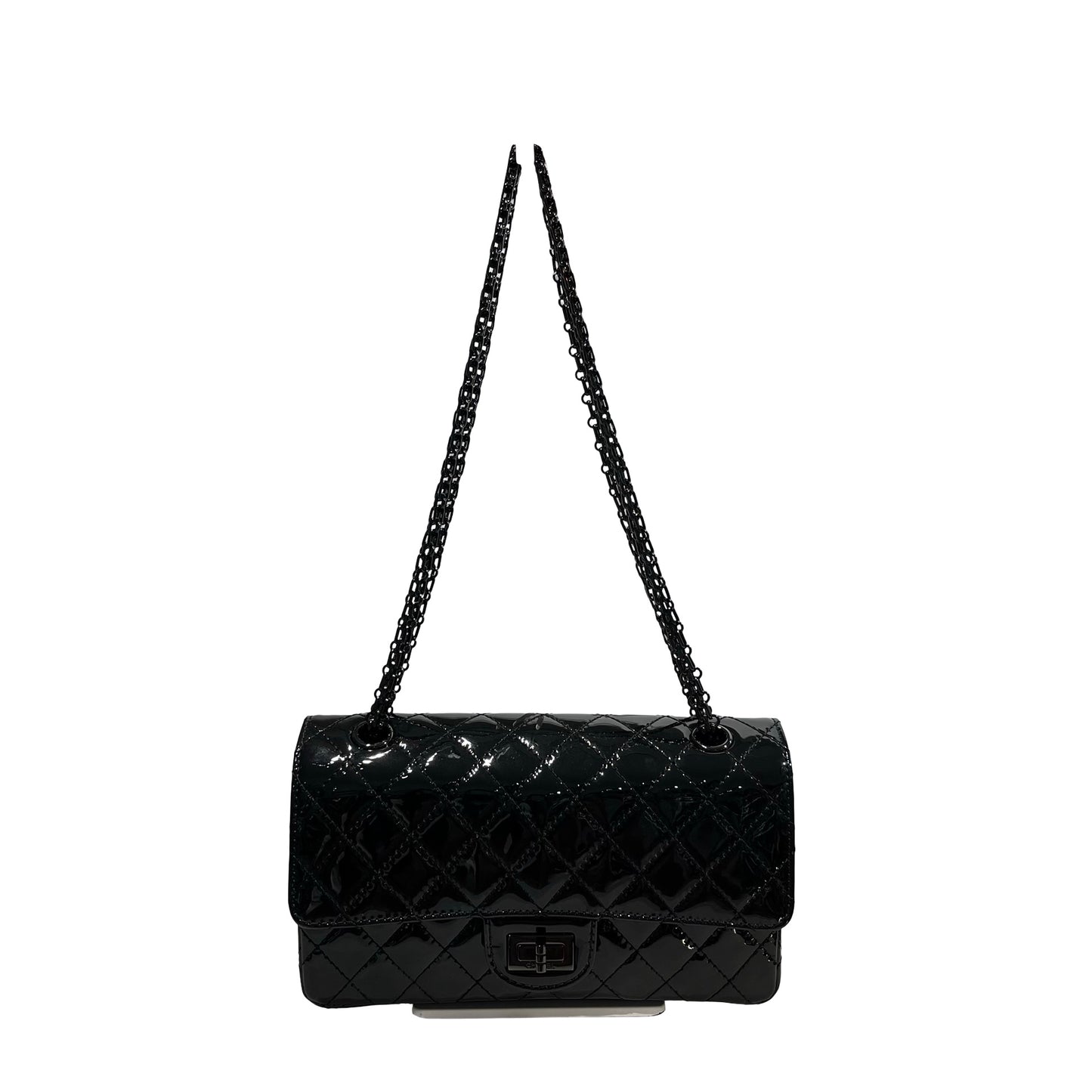 Used CHANEL Patent Leather 22A 2.55 Small 24 Shoulder Bag So black
