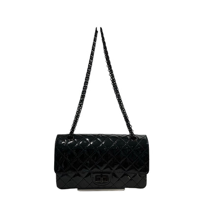 Used CHANEL Patent Leather 22A 2.55 Small 24 Shoulder Bag So black