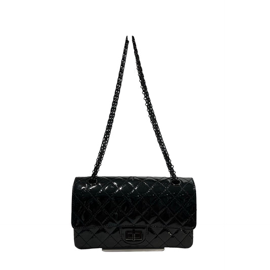 Used CHANEL Patent Leather 22A 2.55 Small 24 Shoulder Bag So black