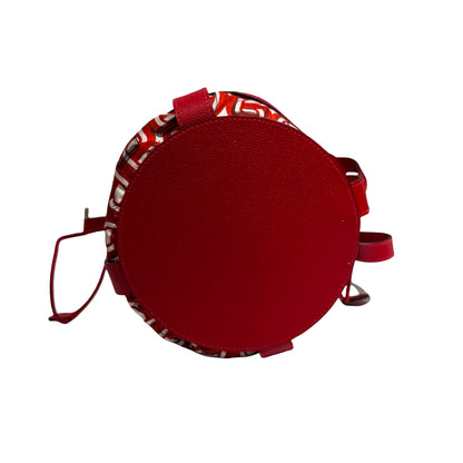 Used HERMÈS Silk Leather Musardine Bucket Bag Red