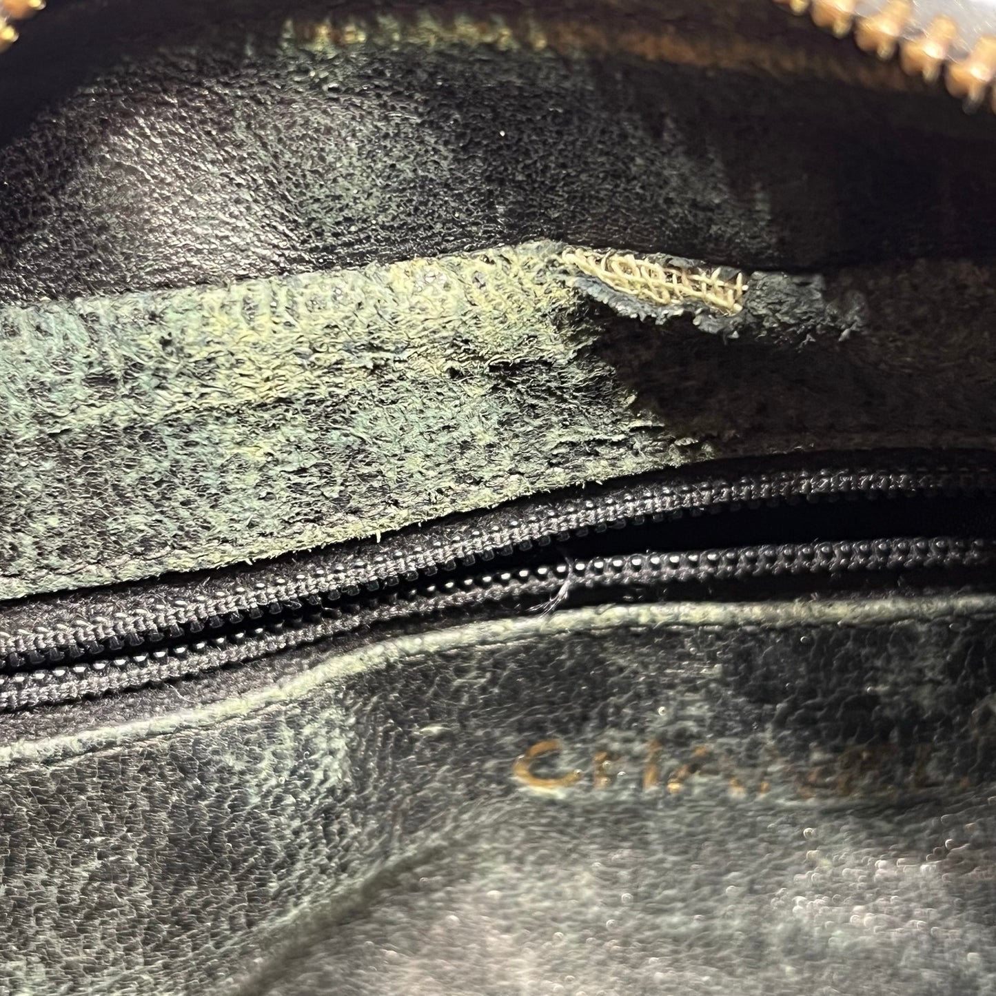 Used CHANEL Lambskin Leather Vintage Chain Bag Chain Shoulder Bag Black