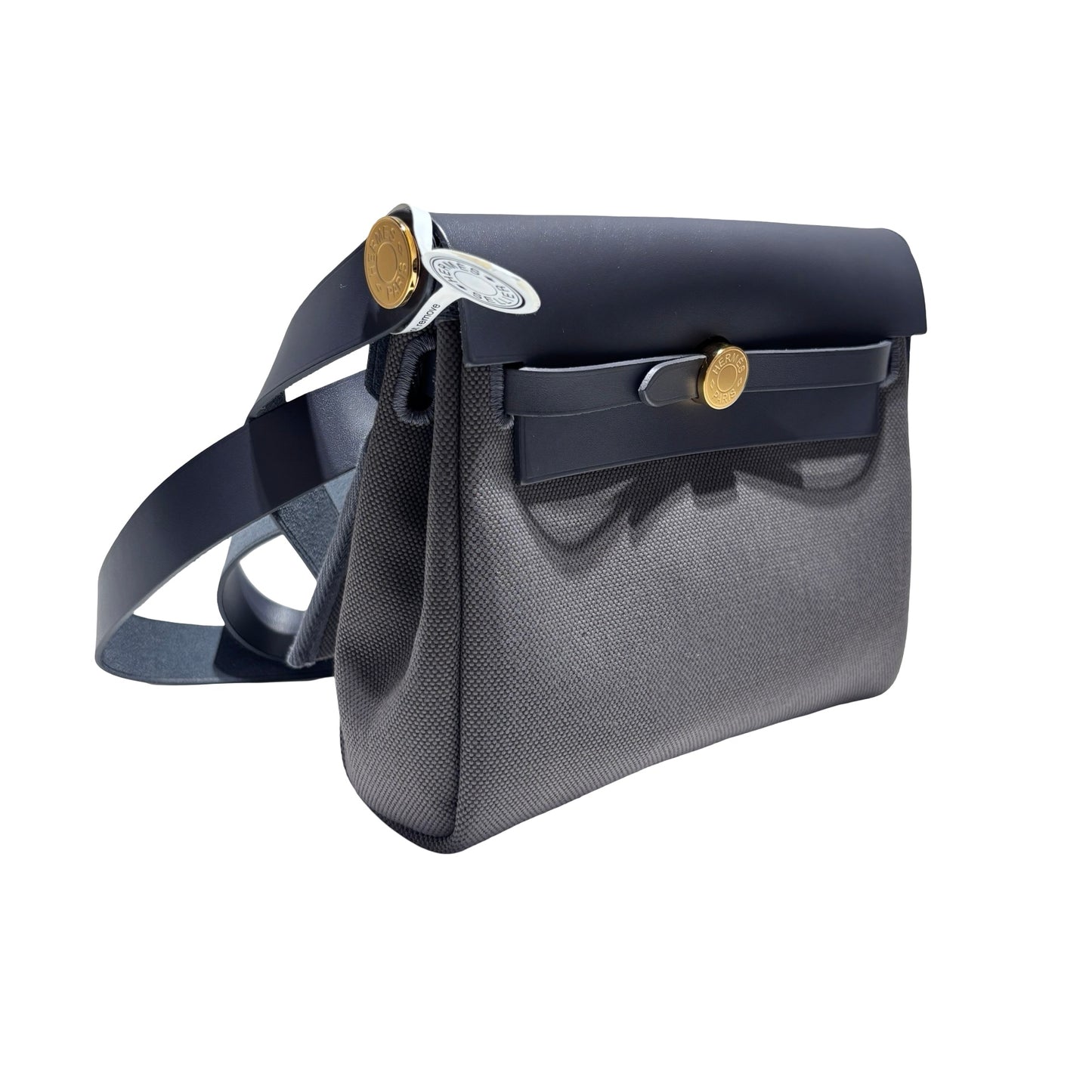 Unused HERMÈS Mini Herbag Two Way Shoulder Bag Grey GHW