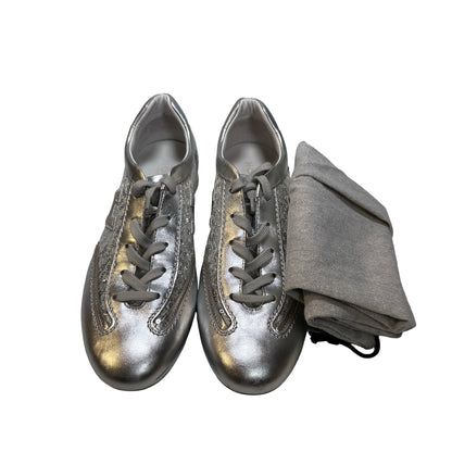 Used Hogan Calfskin Leather Shoes Silver