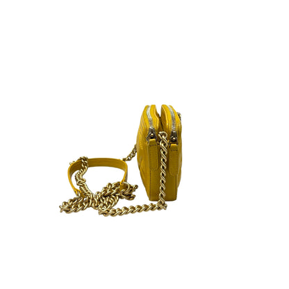 Used CHANEL Lambskin Leather Clutch Yellow GHW