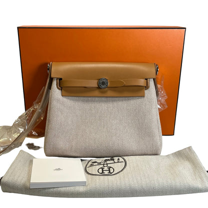 Brand New HERMES Toile Mini Herbag Cross body bag Tan Beige