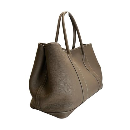 Used HERMES Negonda Leather Garden Party Tote Bag Etoupe