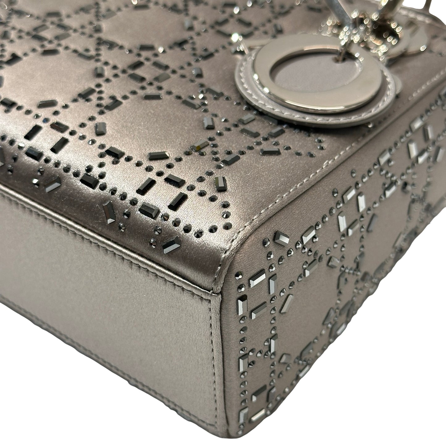 Used DIOR Mini Lady Dior Handbag Silver