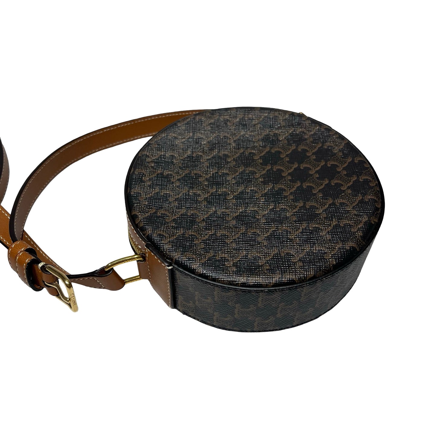 Used CÉLINE Canvas Cross Body Bag Brown GHW