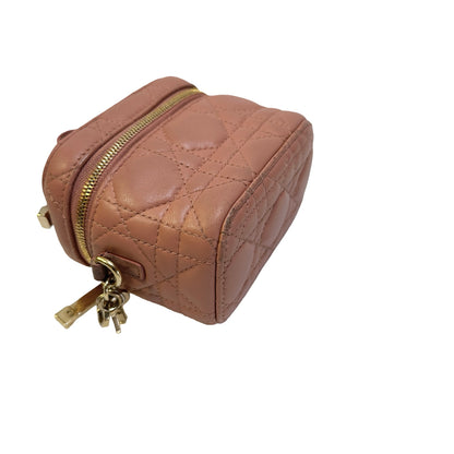 Used DIOR Cannage Cannage Vanity case Pink，GHW