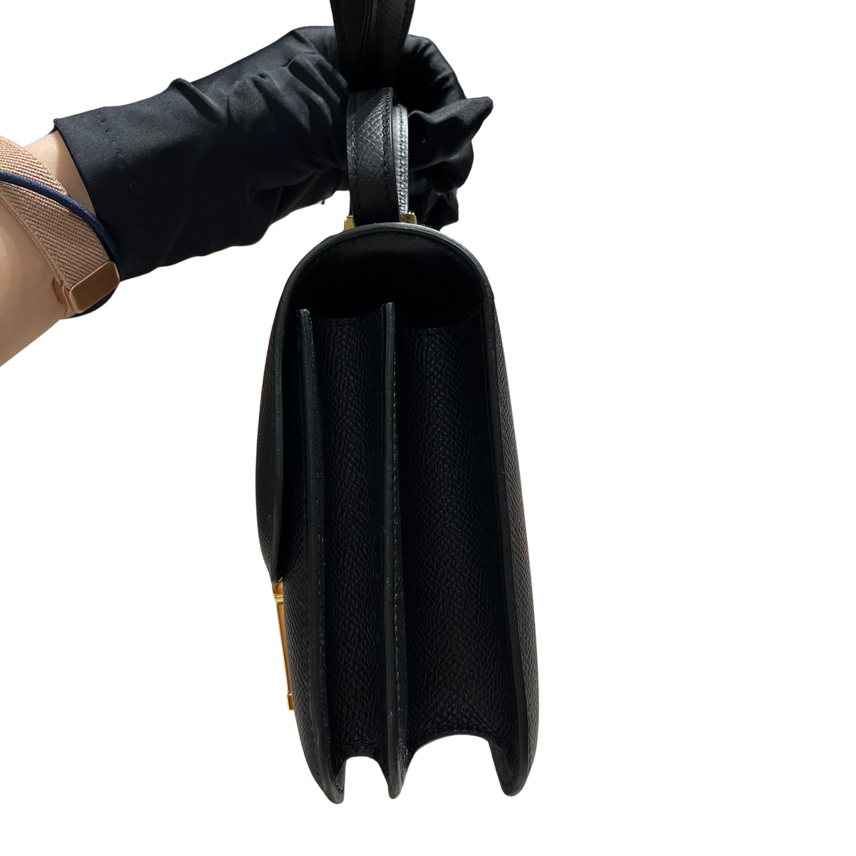 Brand New HERMES Epsom Constance Shoulder Bag Black Gold