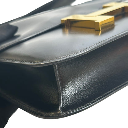 Used HERMES Box Calfskin Constance 24 Shoulder Bag Black Gold