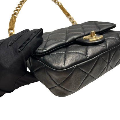 Used CHANEL Lambskin 23A Tassel hobo Hobo Bag Black Gold