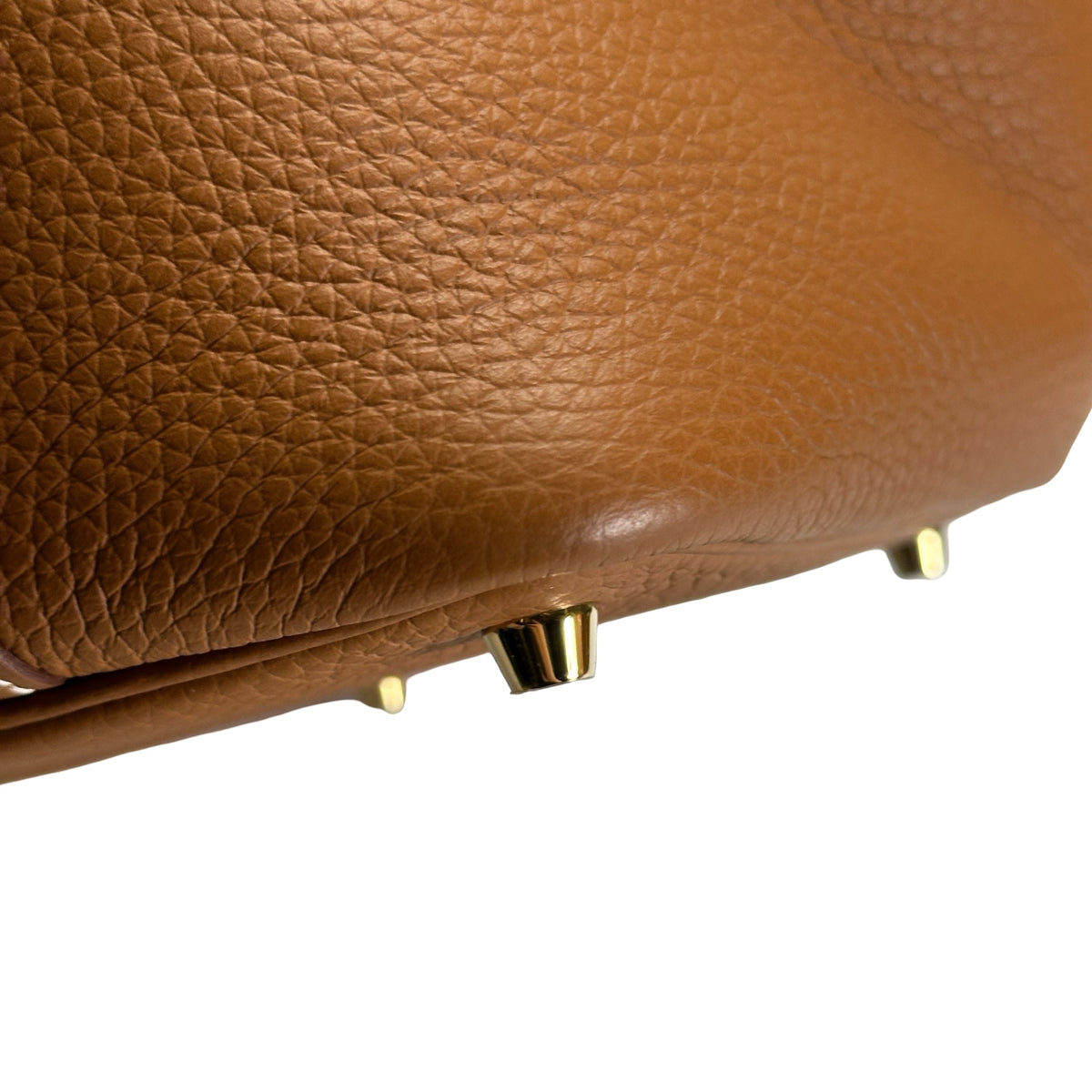 Used HERMES Clemence Leather Picotin Bucket Bag Gold