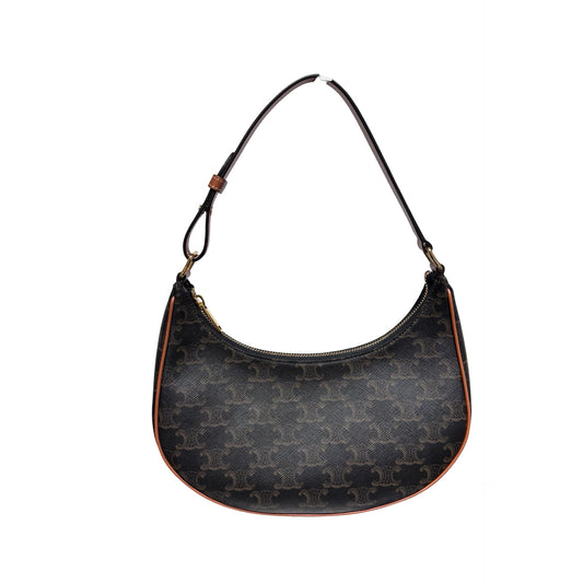 Used CÉLINE Canvas Ava Handbag Black Brown GHW