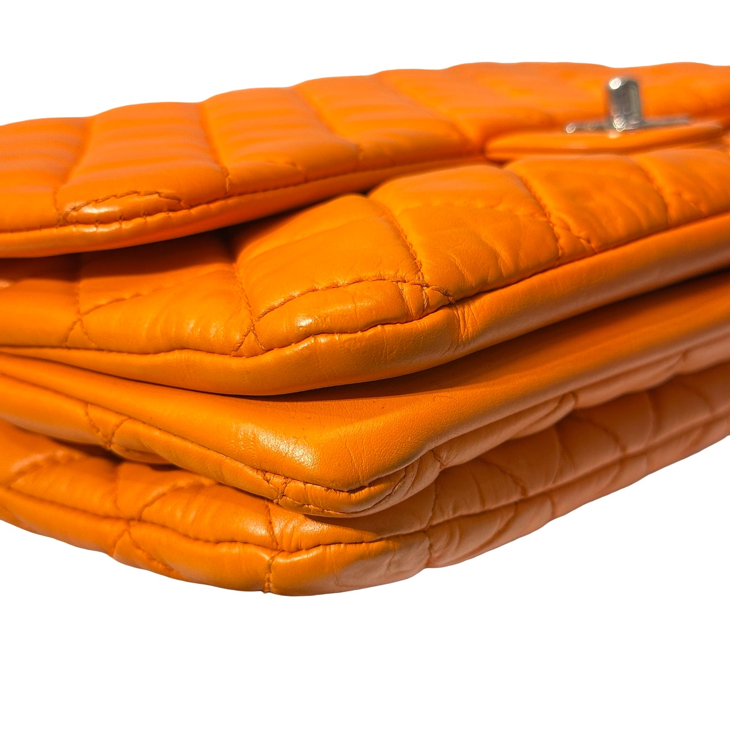 Used CHANEL FLAP Cross Body Orange PHW Cross Body Bag Orange