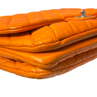 Used CHANEL FLAP Cross Body Orange PHW Cross Body Bag Orange
