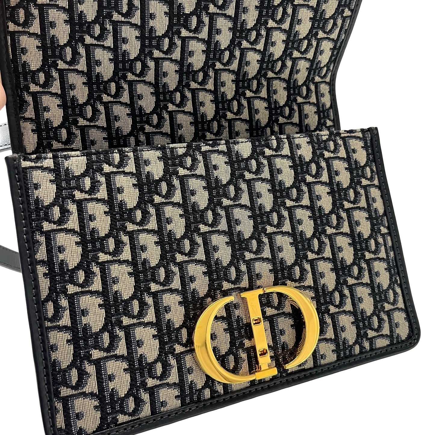 Used DIOR Canvas MONTAIGNE 30 Cross Body Bag Navy Blue