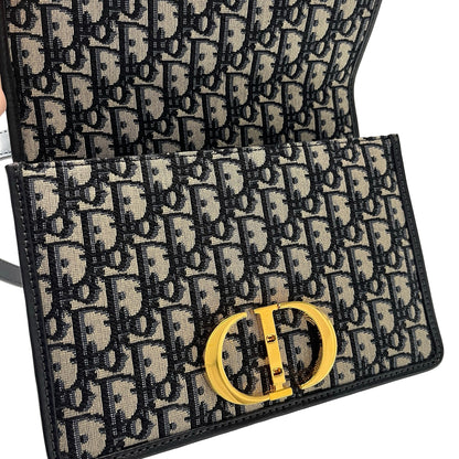 Used DIOR Canvas MONTAIGNE 30 Cross Body Bag Navy Blue