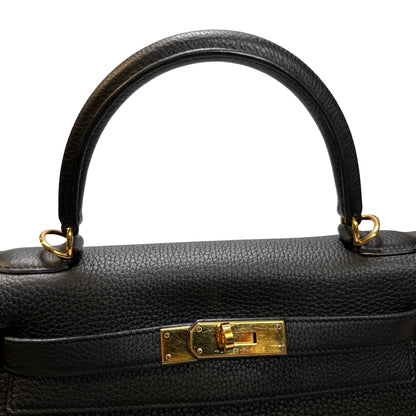 Used Hermès Clemence leather Kelly 28 Handbag Black GHW