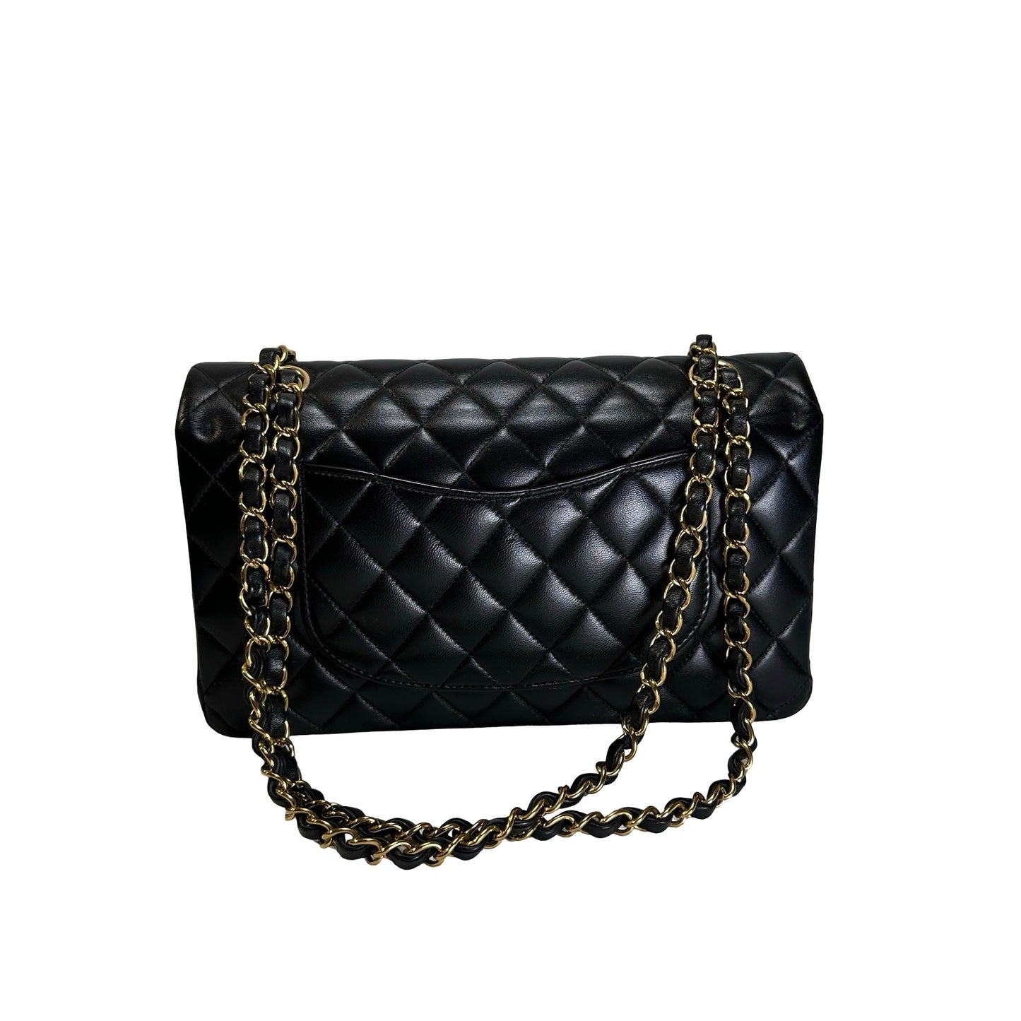 Used CHANEL Quilted Lambskin CF25 Shoulder Bag Black Gold