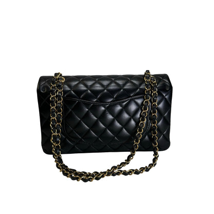 Used CHANEL Quilted Lambskin CF25 Shoulder Bag Black Gold