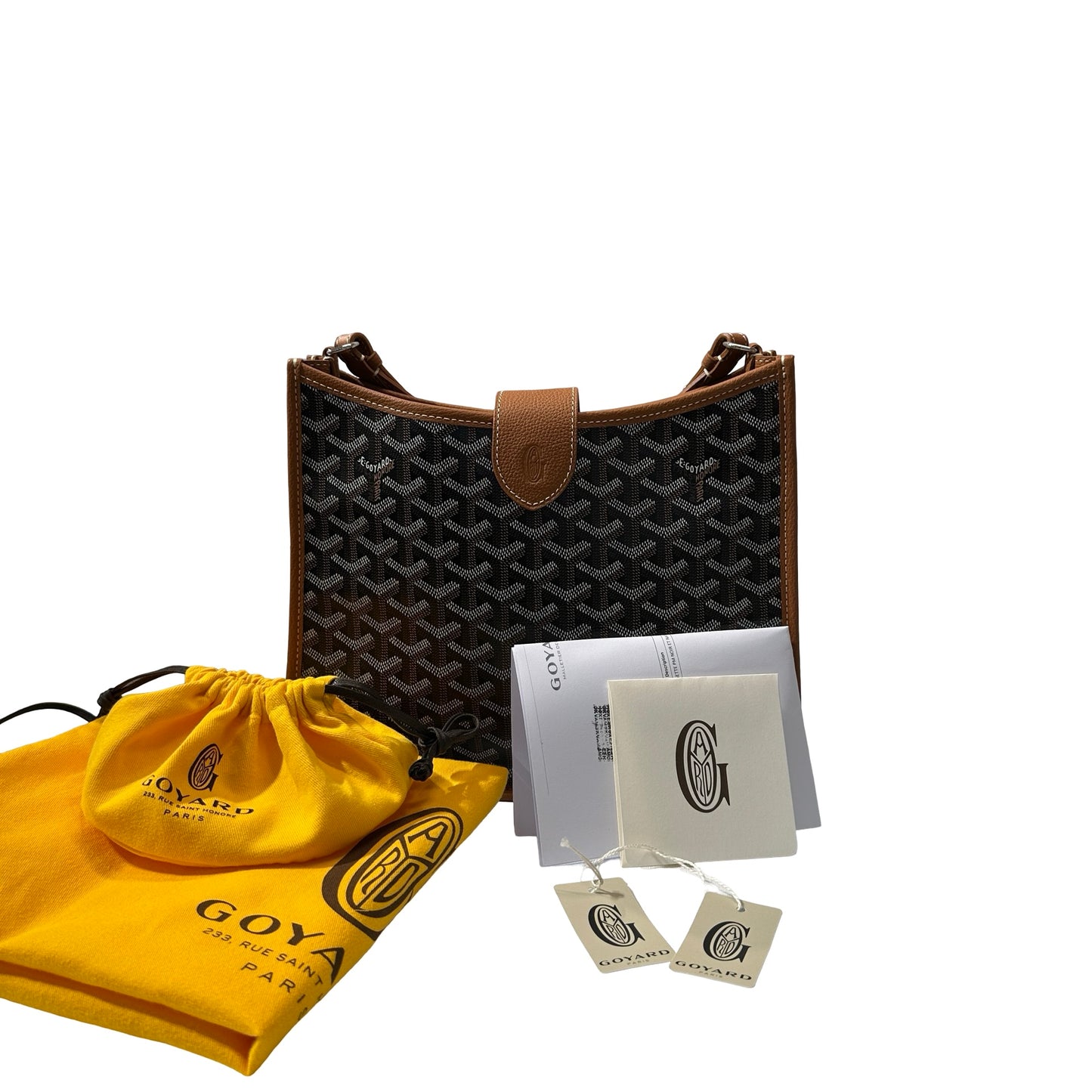 New Goyard Musette Shoulder Bag Black Brown PHW