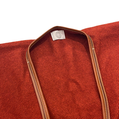 Used HERMES Stripes Poncho Clothes Red Orange Brown