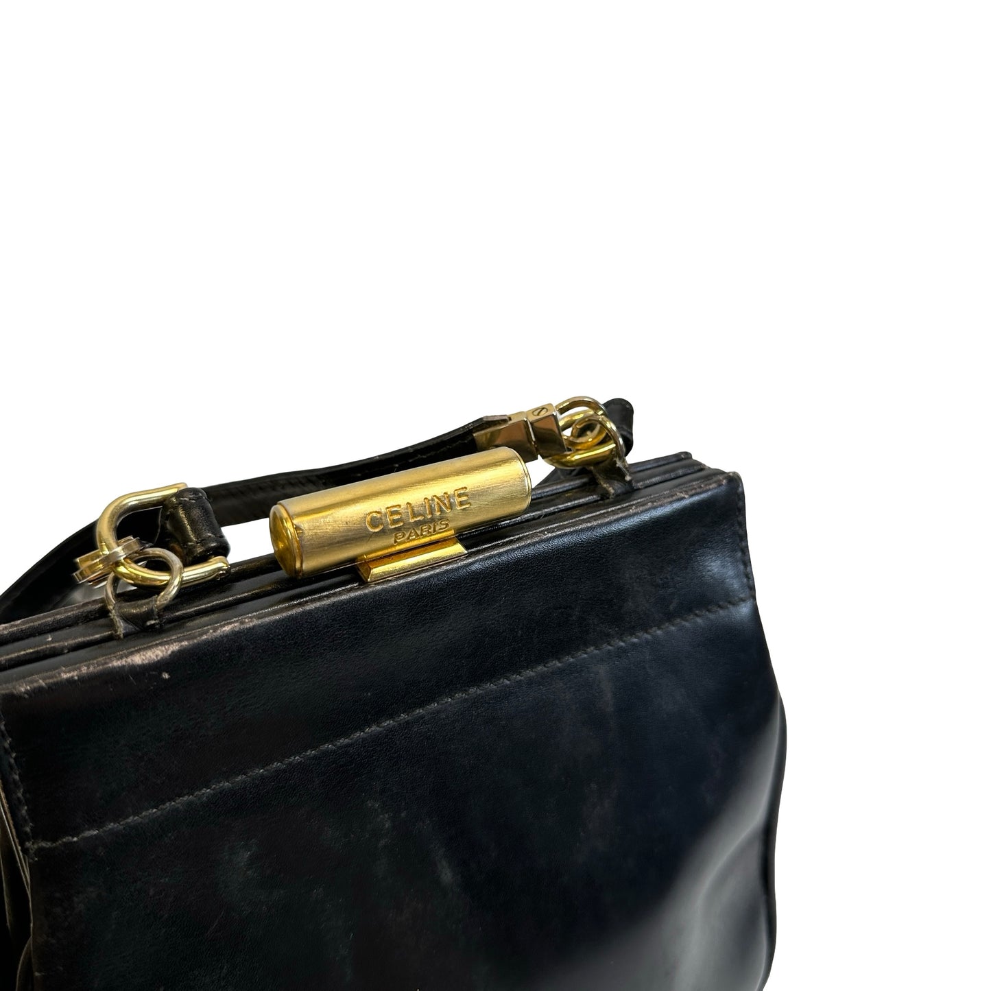 Used CELINE Leather Vintage Cross body bag Cross body bag Black GHW