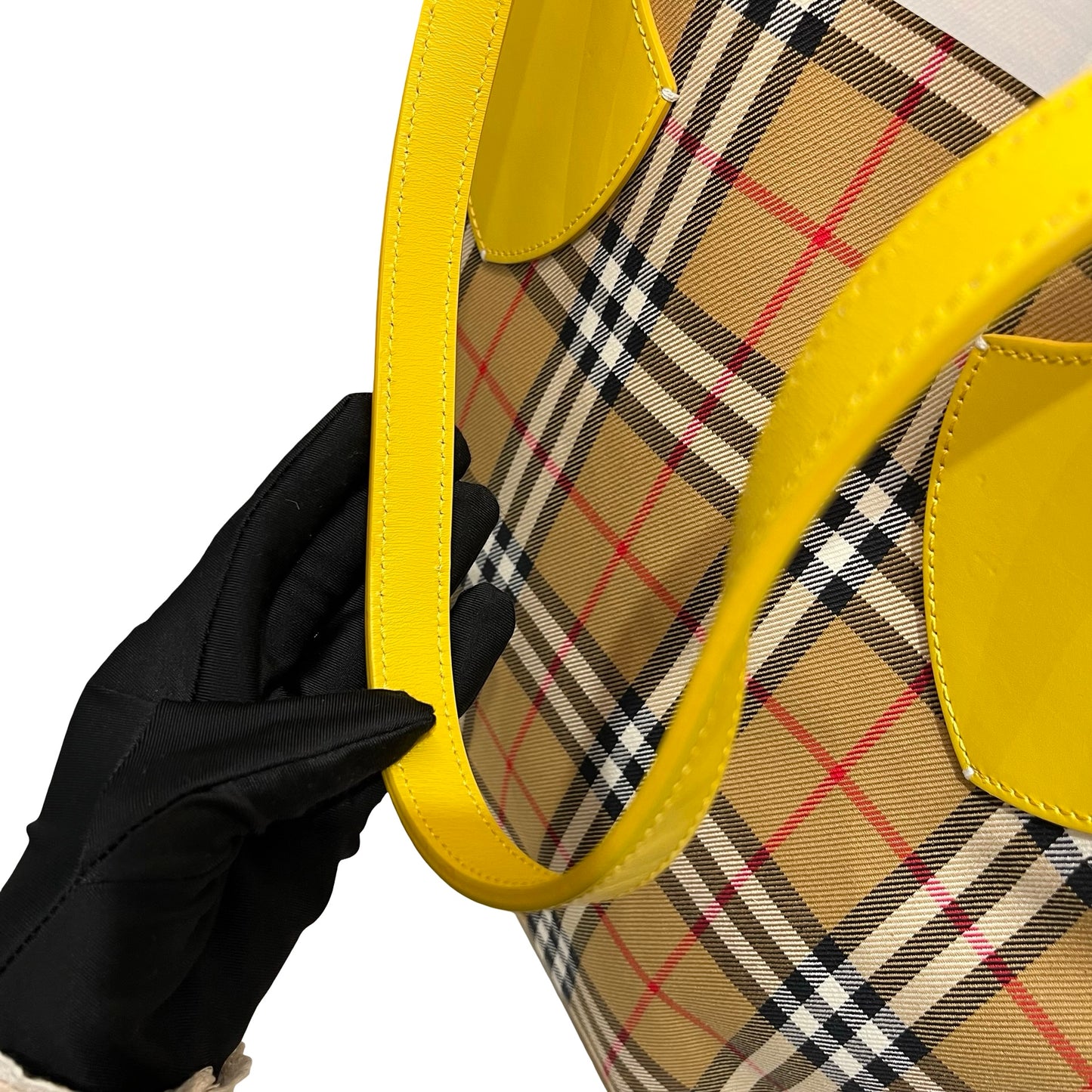 Used BURBERRY Canvas Large Tote Shopper Yellow White Shopper Bag