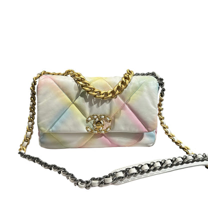 Used Chanel 19 Small Cross Body Bag Pastel Multi-color GHW