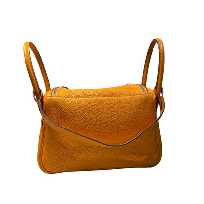 Used HERMÈS Clemence leather Lindy 26 Cross Body Bag PHW Orange (93)