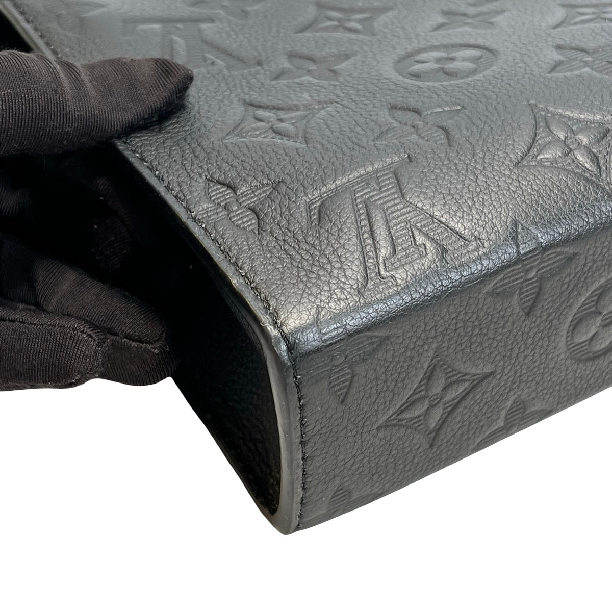 Used LOUIS VUITTON Monogram Empreinte Pochette Cle Clutch Black