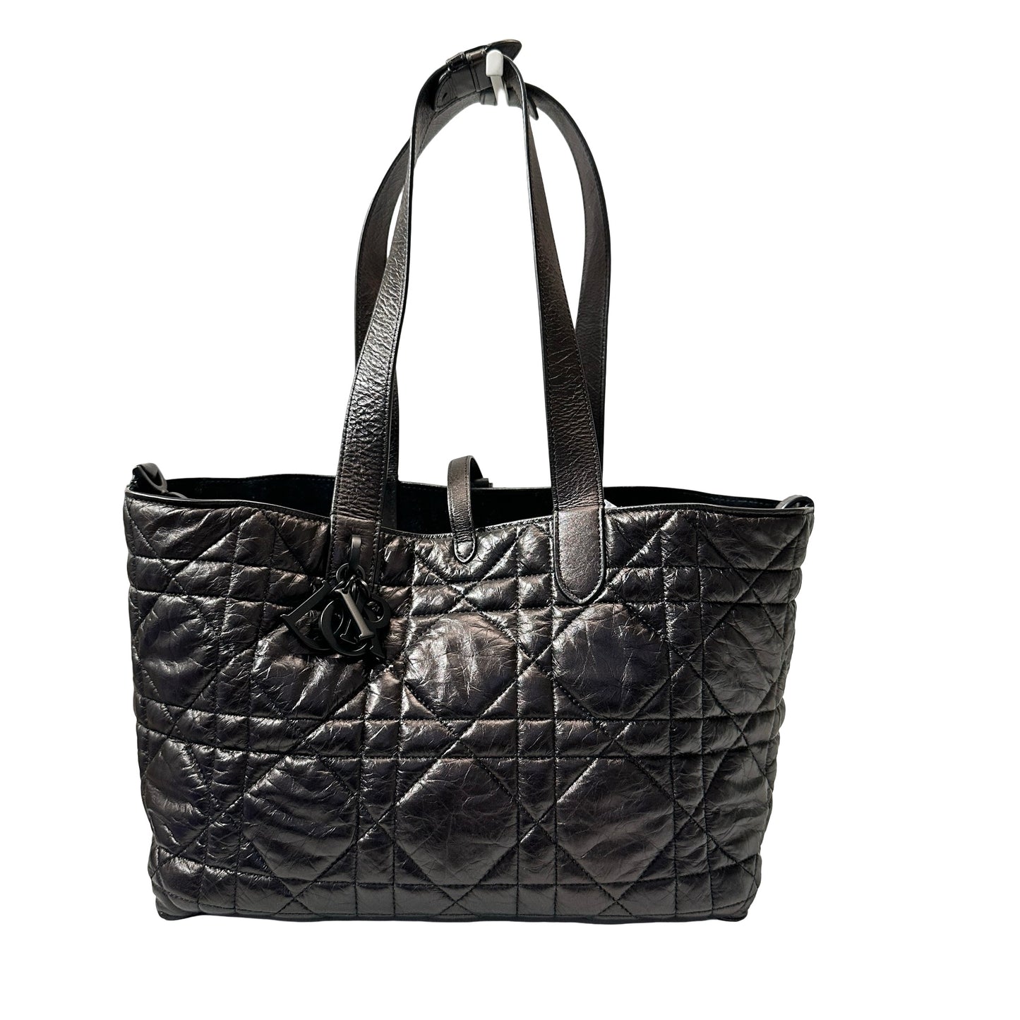 Used DIOR Lambskin Leather SO BLACK TOUJOURS MEDIUM Shoulder Bag Black