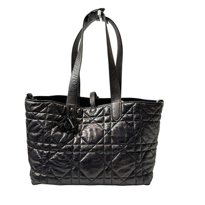 Used DIOR Lambskin Leather SO BLACK TOUJOURS MEDIUM Shoulder Bag Black
