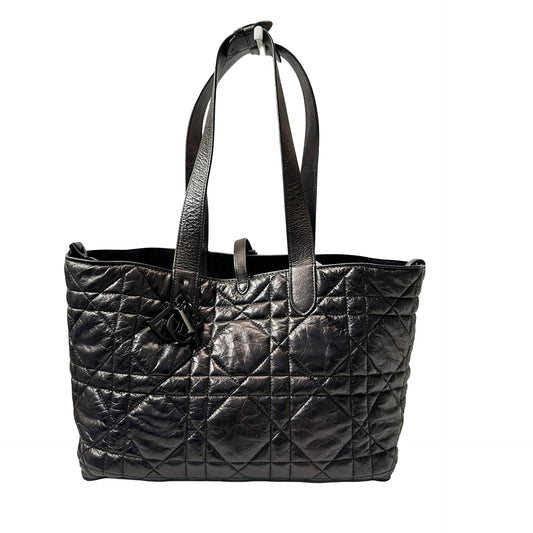 Used DIOR Lambskin Leather SO BLACK TOUJOURS MEDIUM Shoulder Bag Black