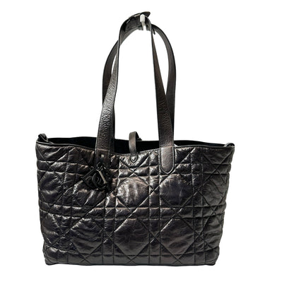 Used DIOR Lambskin Leather SO BLACK TOUJOURS MEDIUM Shoulder Bag Black