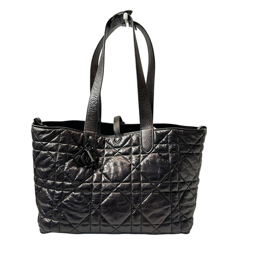 Used DIOR Lambskin Leather SO BLACK TOUJOURS MEDIUM Shoulder Bag Black