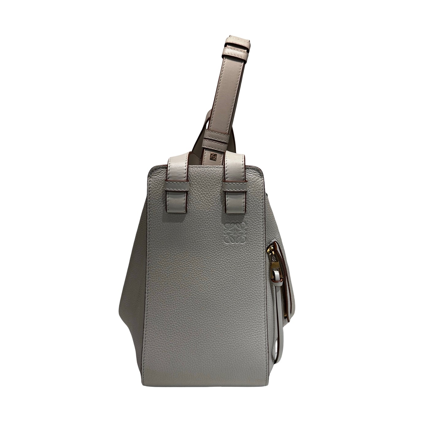 Used LOEWE Calfskin Leather Honnock Shoulder Bag Beige GHW